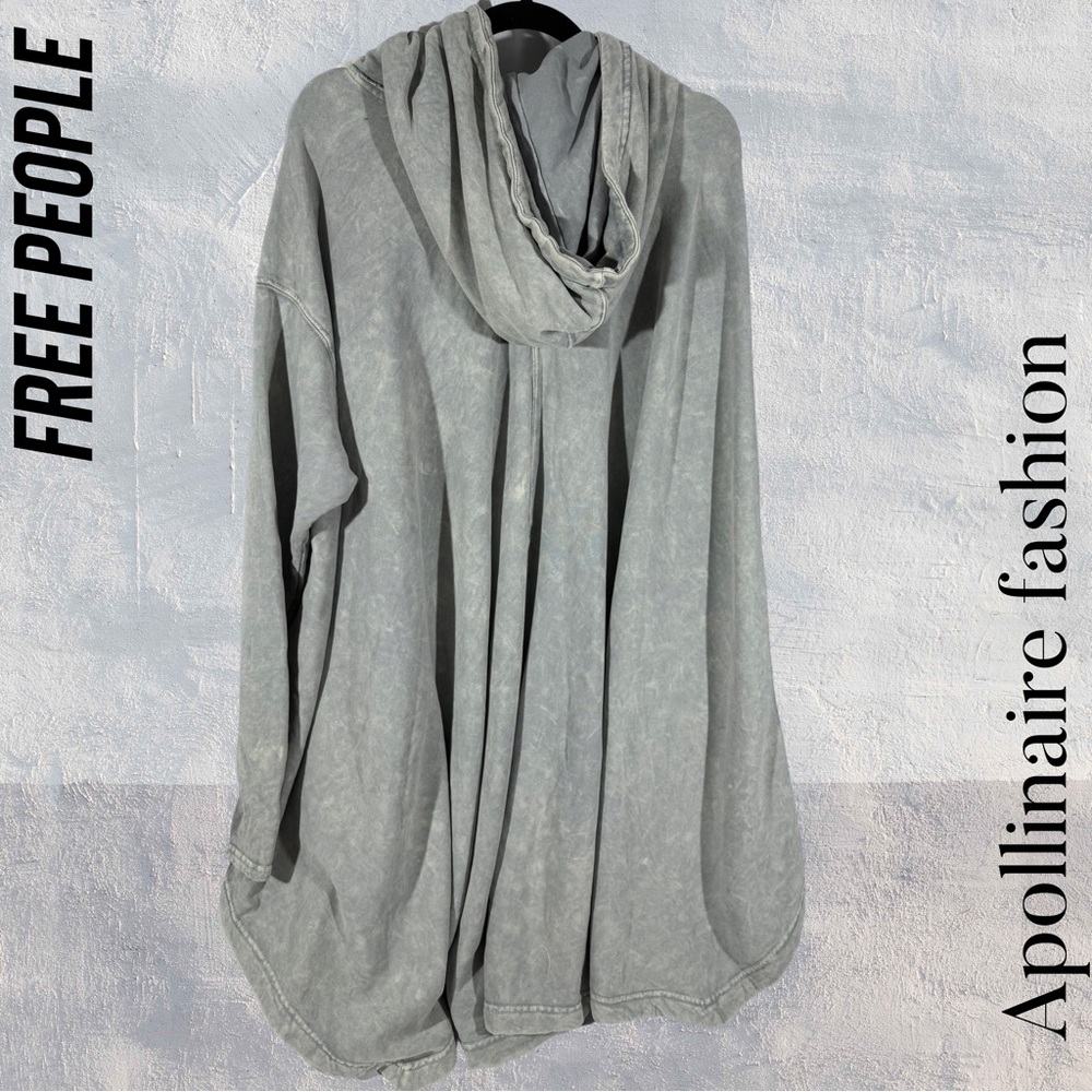 FREE PEOPLE EXTREME WASHED HOODIE IN ARMY NEW MEDIUM TUNIC HIGH LOW DRESS - Picture 6 of 12